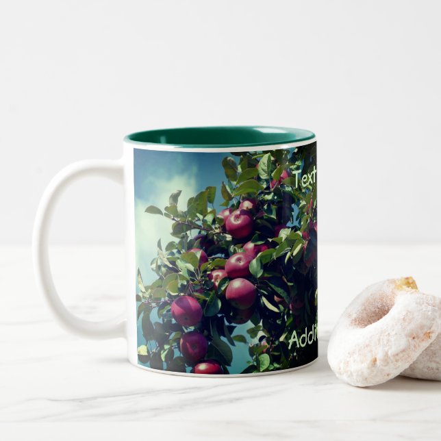 Apples On The Tree Nature Personalised  Two-Tone Coffee Mug (With Donut)
