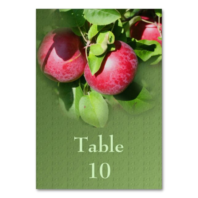 Apples On Tree Nature Wedding  Table Number (Front)