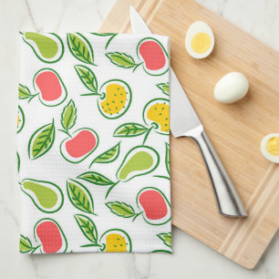 Apples Oranges and Pears Fruit Pattern Tea Towel