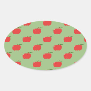 Apples Oval Stickers (Sage Green & Red)