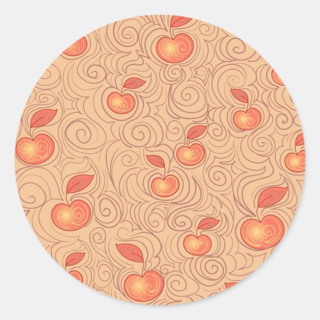 Apples Pattern Classic Round Sticker (Front)