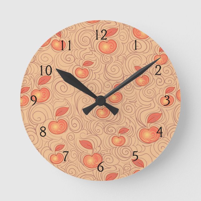 Apples Pattern Round Clock (Front)