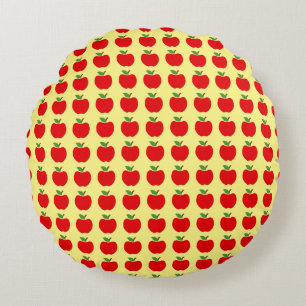 Apples Pattern Yellow Red Green Round Cushion
