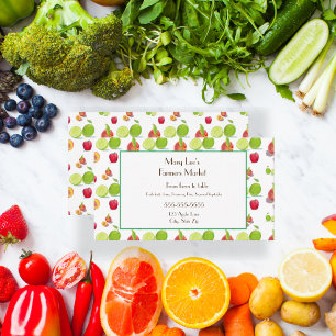 Apples, Peaches, Limes Illustration Farmers  Business Card