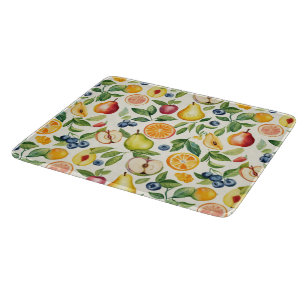Apples Pears Blueberries Oranges Lemon Lime Fruits Cutting Board