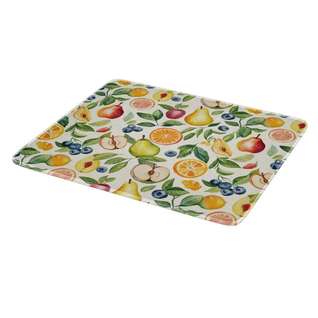 Apples Pears Blueberries Oranges Lemon Lime Fruits Cutting Board (Corner)