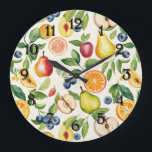 Apples Pears Blueberries Oranges Lemon Lime Fruits Large Clock<br><div class="desc">Apples Pears Blueberries Oranges Lemons Limes Fruits Kitchen</div>