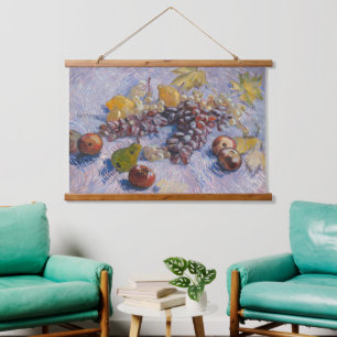 Apples, Pears, Lemons and Grapes Vintage Artwork Hanging Tapestry