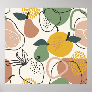 Apples Pears: Vintage Hand-Drawn Pattern. Poster