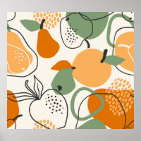 Apples, pears: vintage seamless pattern.