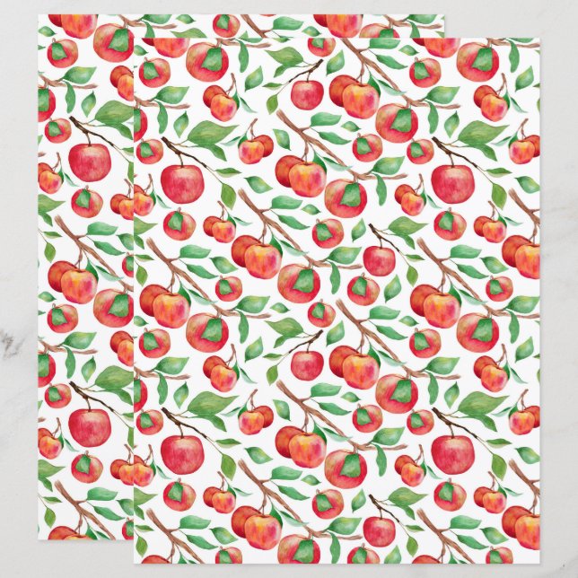 Apples Scrapbook Paper (Front/Back)