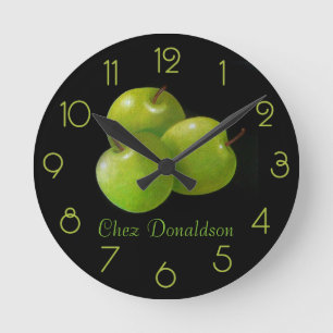 Apples Still Life Oil on Canvas Painting custom Round Clock