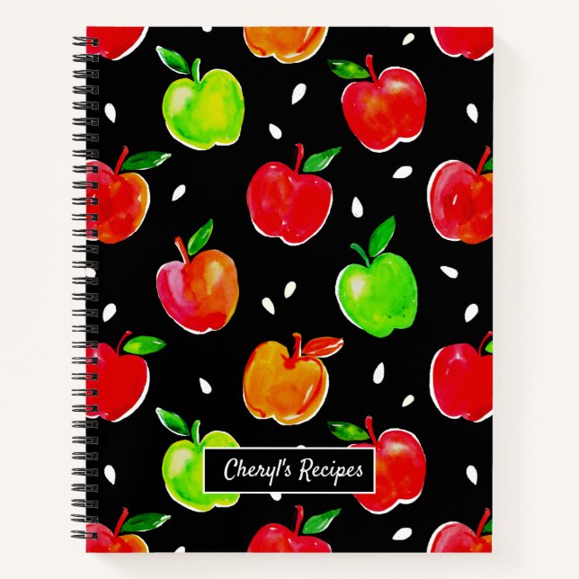 Apples Watercolor Pattern Notebook (Front)