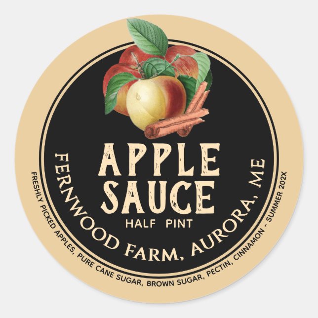 Applesauce Cinnamon Sticks Homemade Jelly Label  (Front)
