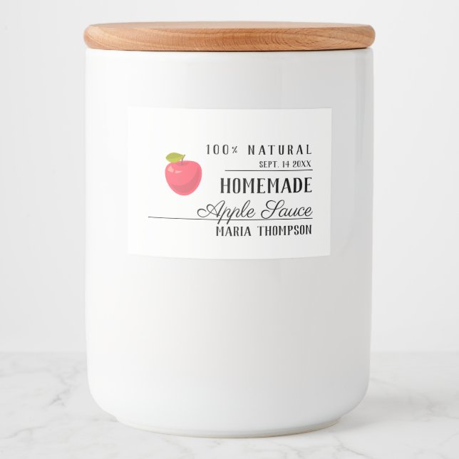 Applesauce Homemade Modern Typography Preserves Food Label (Front)