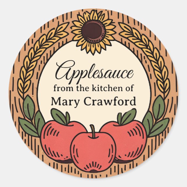 Applesauce or Apples Canning Labels Personalised   (Front)