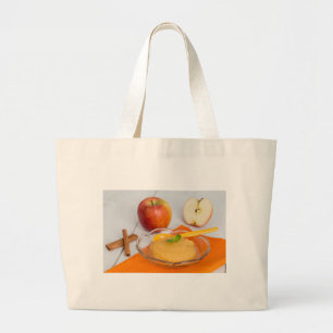 Applesauce with cinnamon and orange spoon large tote bag