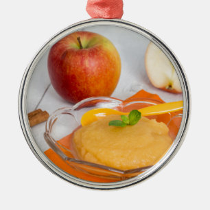 Applesauce with cinnamon and orange spoon metal ornament