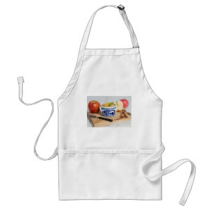 Applesauce with cinnamon in stoneware bowl standard apron