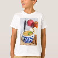 Applesauce with cinnamon in stoneware bowl