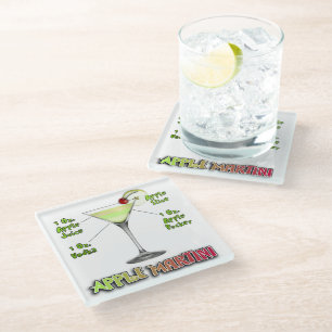 Appletini aka Apple Martini Cocktail Recipe Art Glass Coaster
