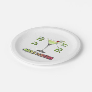 Appletini aka Apple Martini Cocktail Recipe Art Paper Plate