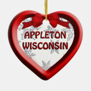 Appleton Wisconsin Heart Christmas Ornament