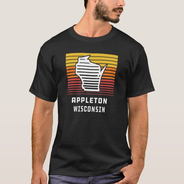 Appleton Wisconsin Retro Style State Outline Graph T-Shirt (Front)