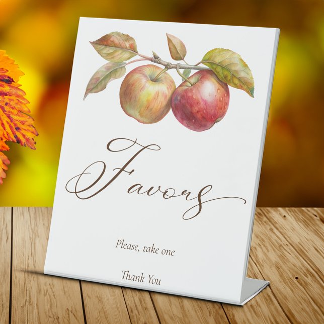 Appley ever after apple fall bridal shower favours pedestal sign (Appley ever after apple fall bridal shower favor table pedestal sign personalized decor)