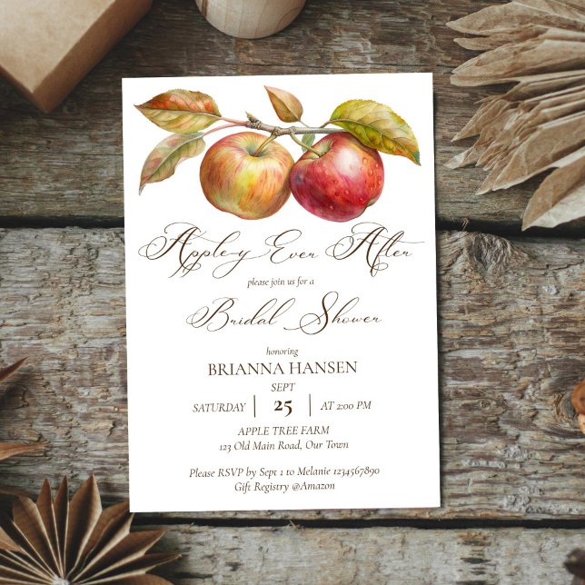 Appley ever after apple fall bridal shower invitation (Appley ever after apple fall elegant bridal shower invitation editable template instant download )