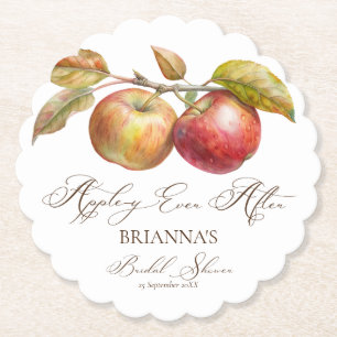 Appley ever after apple fall bridal shower paper coaster
