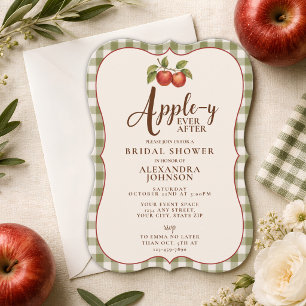 Appley Ever After Fall Gingham Bridal Shower Invitation