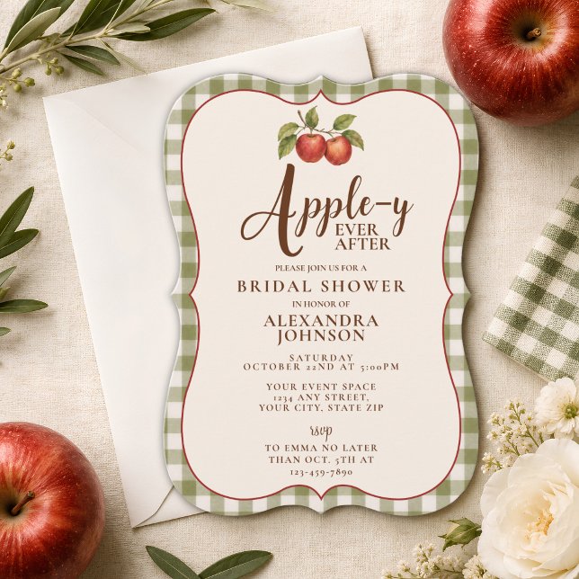 Appley Ever After Fall Gingham Bridal Shower Invitation (Creator Uploaded)