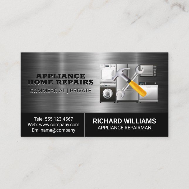 Appliance Repair Fixing Services | Hand Tools Business Card (Front)