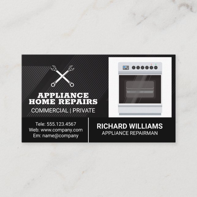 Appliance Repair Home Services | Stove | Wrenches Business Card (Front)
