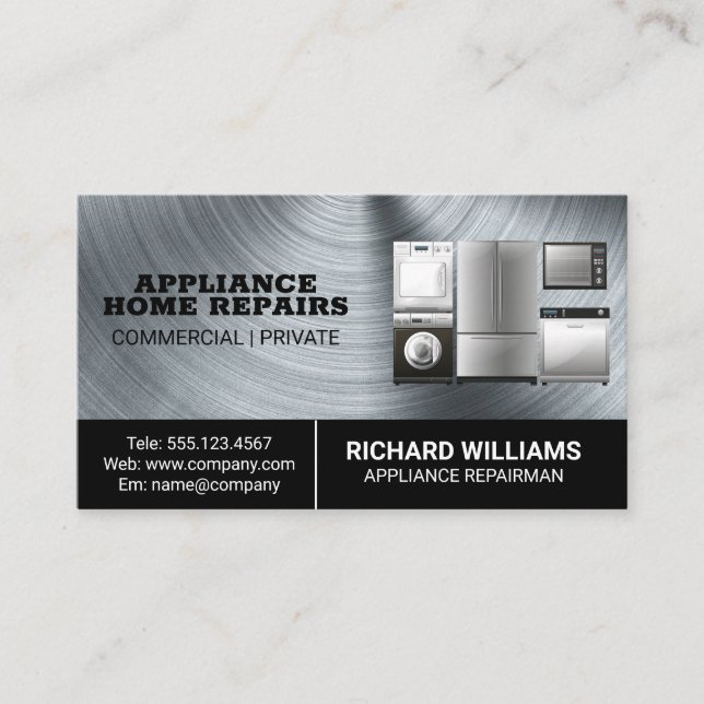 Appliance Repair Home Services | Technician Business Card (Front)
