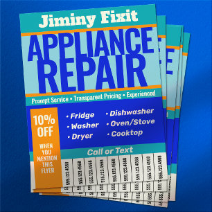 Appliance Repair Tear Off Phone Number Flyer