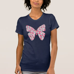 Applique fabric butterfly floral pink T-Shirt