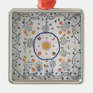 Applique quilt with Sun, Moon, Stars Metal Tree Decoration