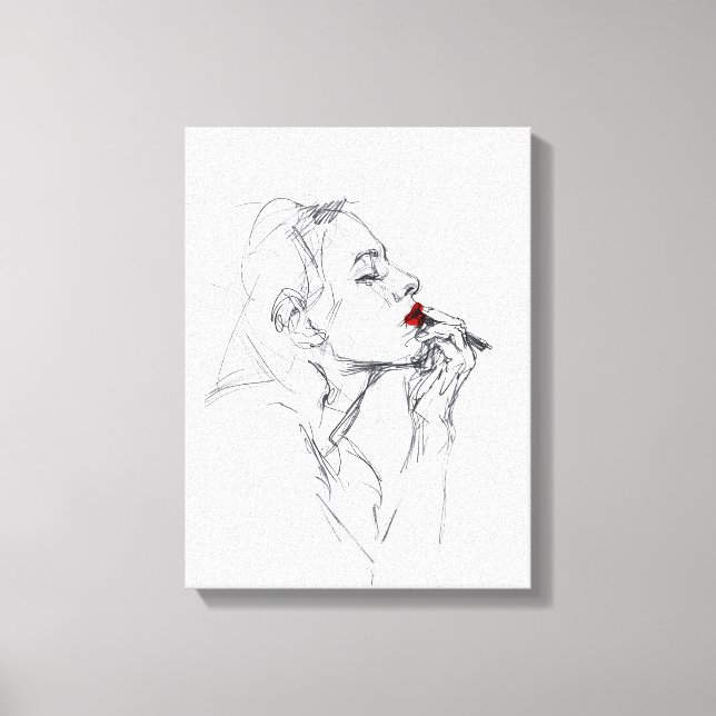 Applying Red Lipstick Canvas Print (Front)