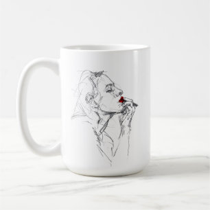 Applying Red Lipstick Coffee Mug