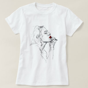 Applying Red Lipstick T-Shirt