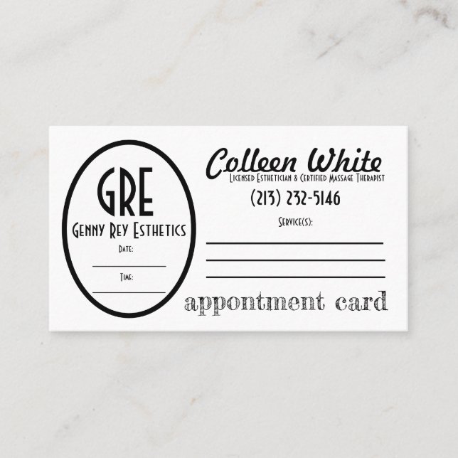 Appointment/Business Card Combo (Front)