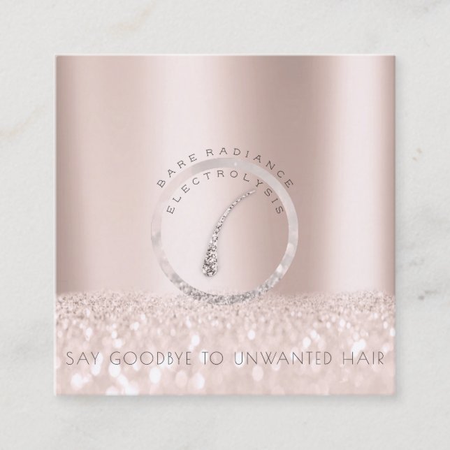 Appointment Card Electrolysis Rose Glitter Grey (Front)