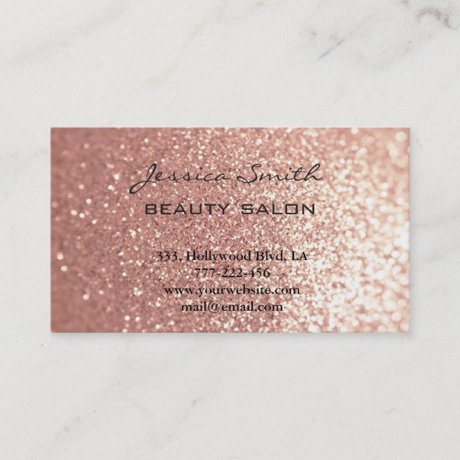 Appointment card elegant chic rose gold glittery (Front)