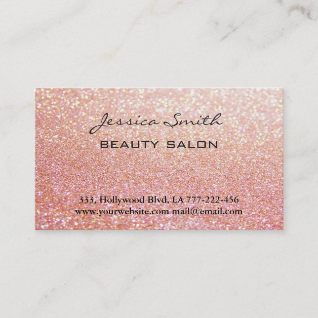 Appointment card elegant chic rose gold glittery (Front)