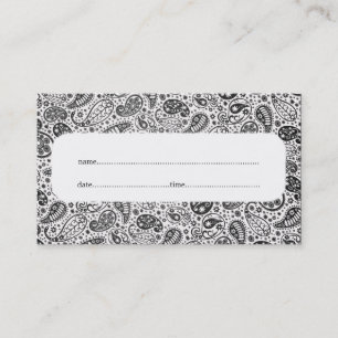 Appointment Card Fashion Paisley Black