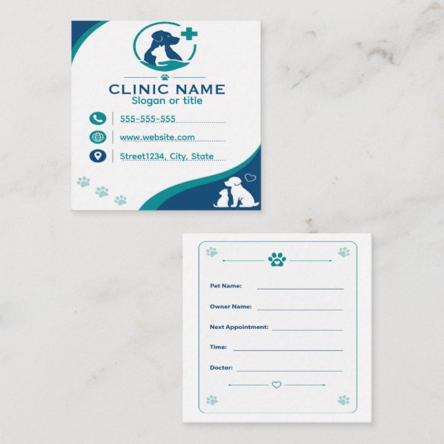 Appointment Card For Veterinarian (Front/Back)