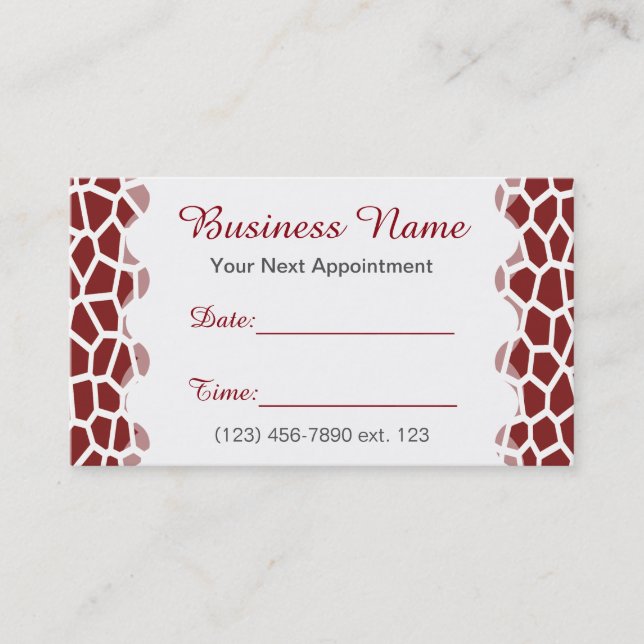 Appointment Card I/ U pick Colour Giraffe Print (Front)