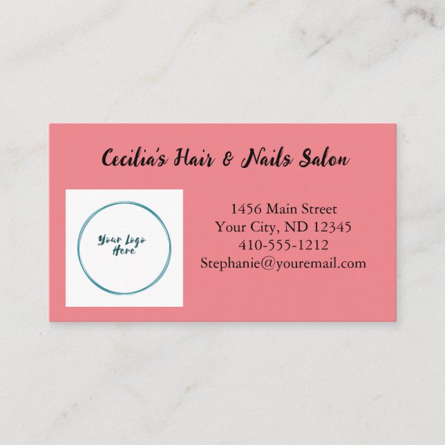 Appointment Card Pink Logo Hair Nail Business Card (Front)